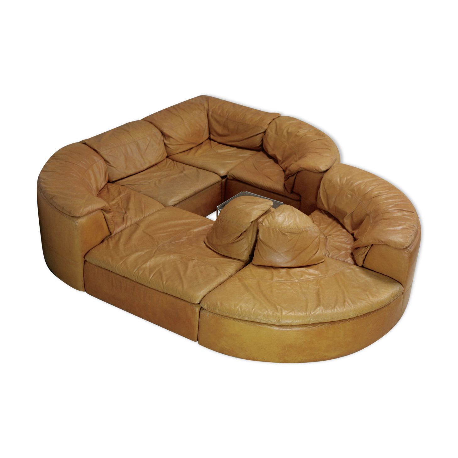 Leather modular sofa, 7 elements, 70s