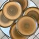 Set of 6 Lonchamp flat plates in hand-painted sandstone