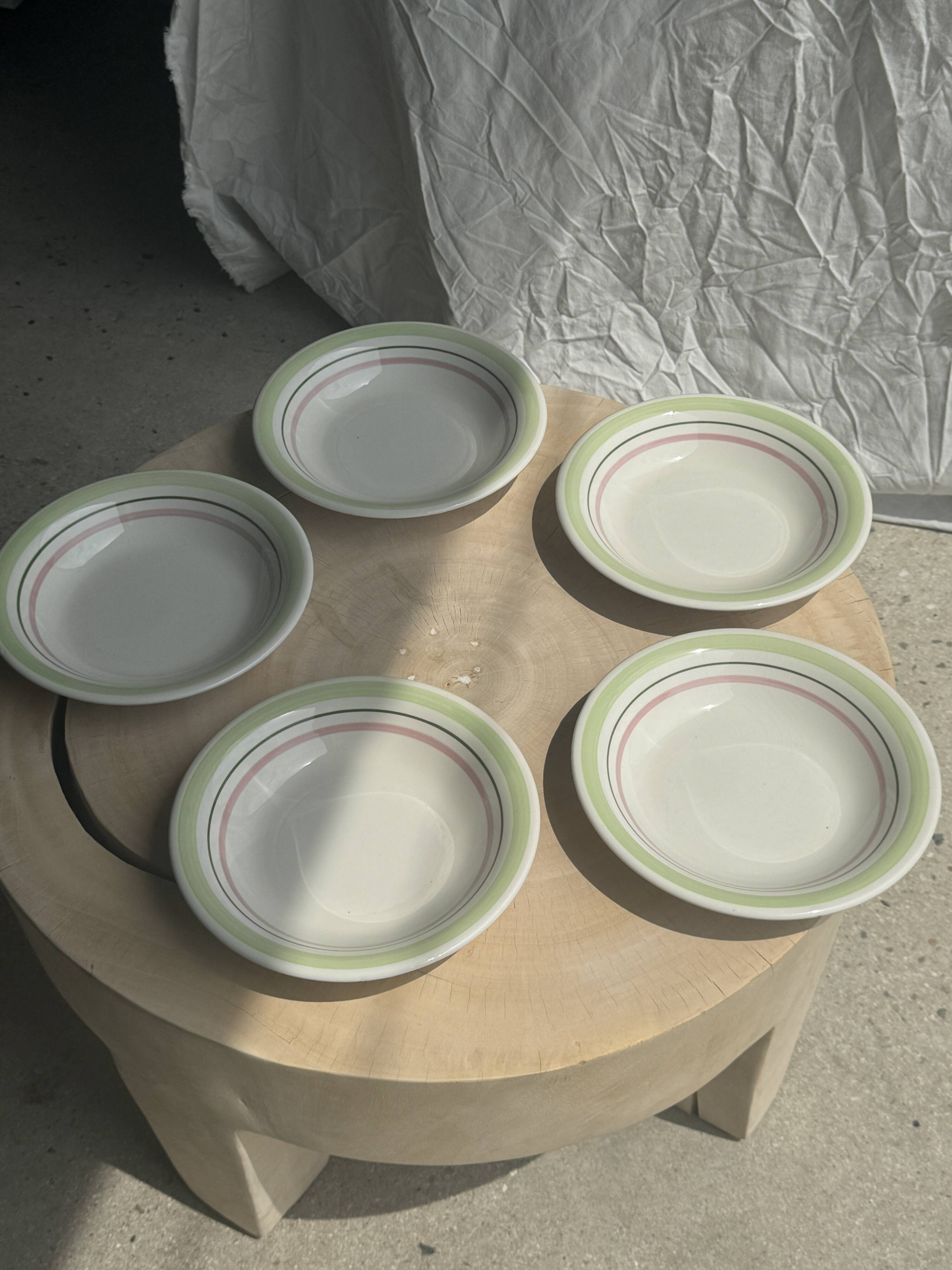Set of 12 green and pink Italian plates