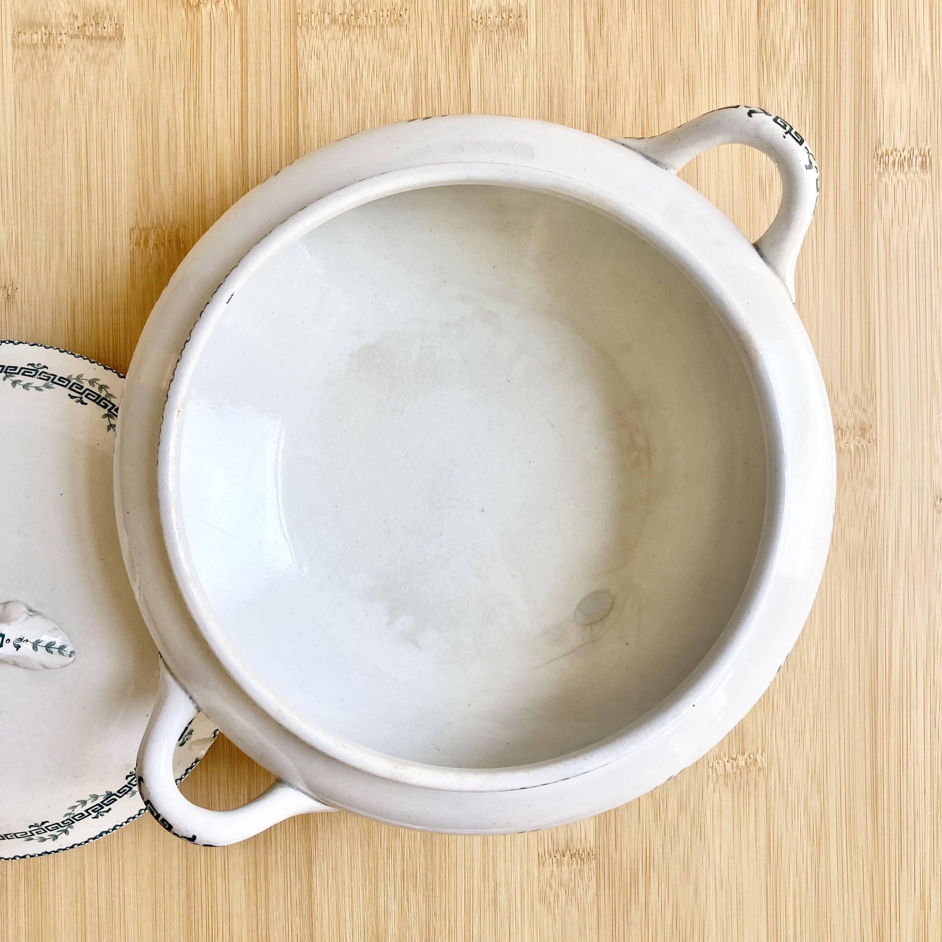 19th century "opaque Gien" iron clay tureen