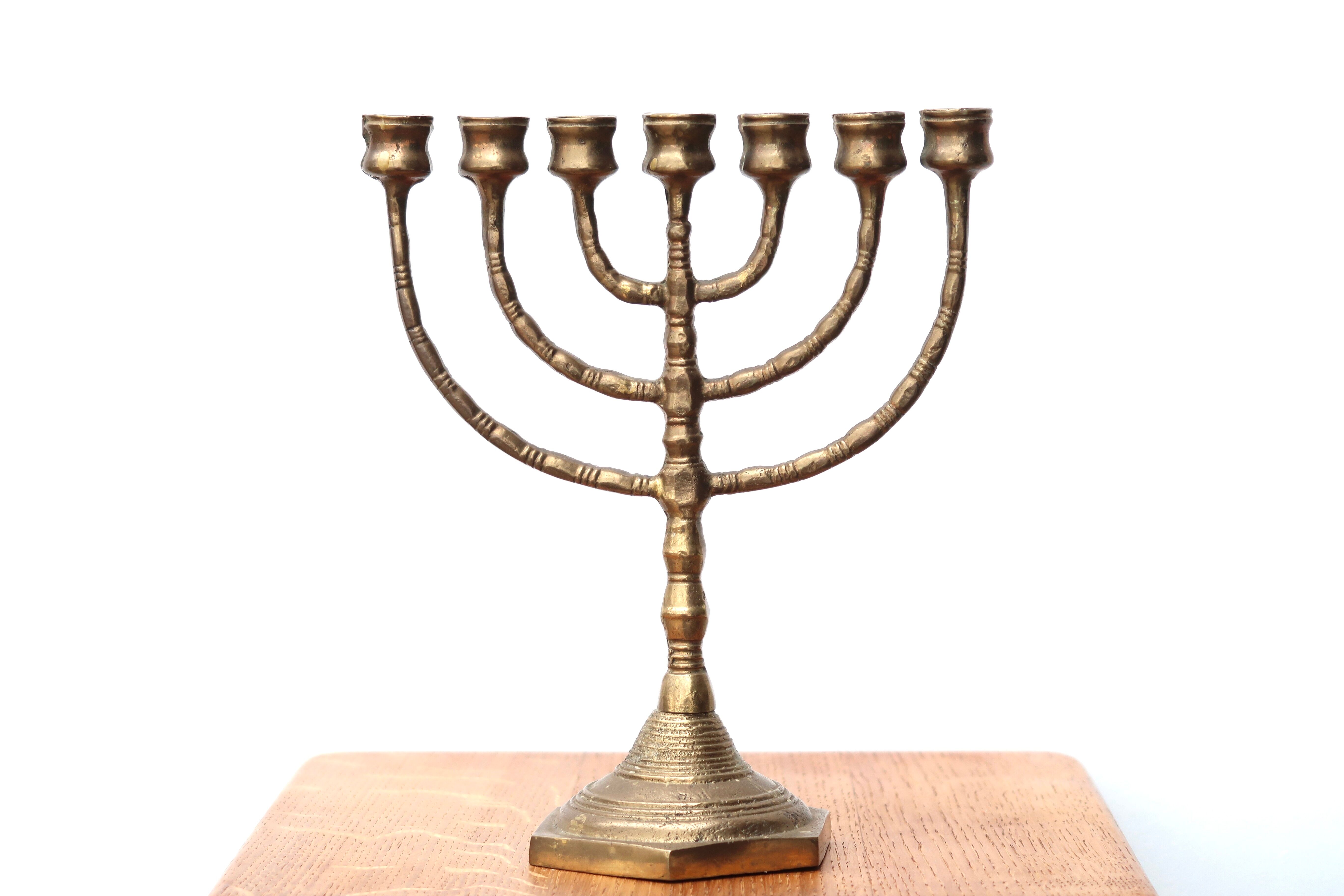 Menorah candle holder in brass or bronze, 60s