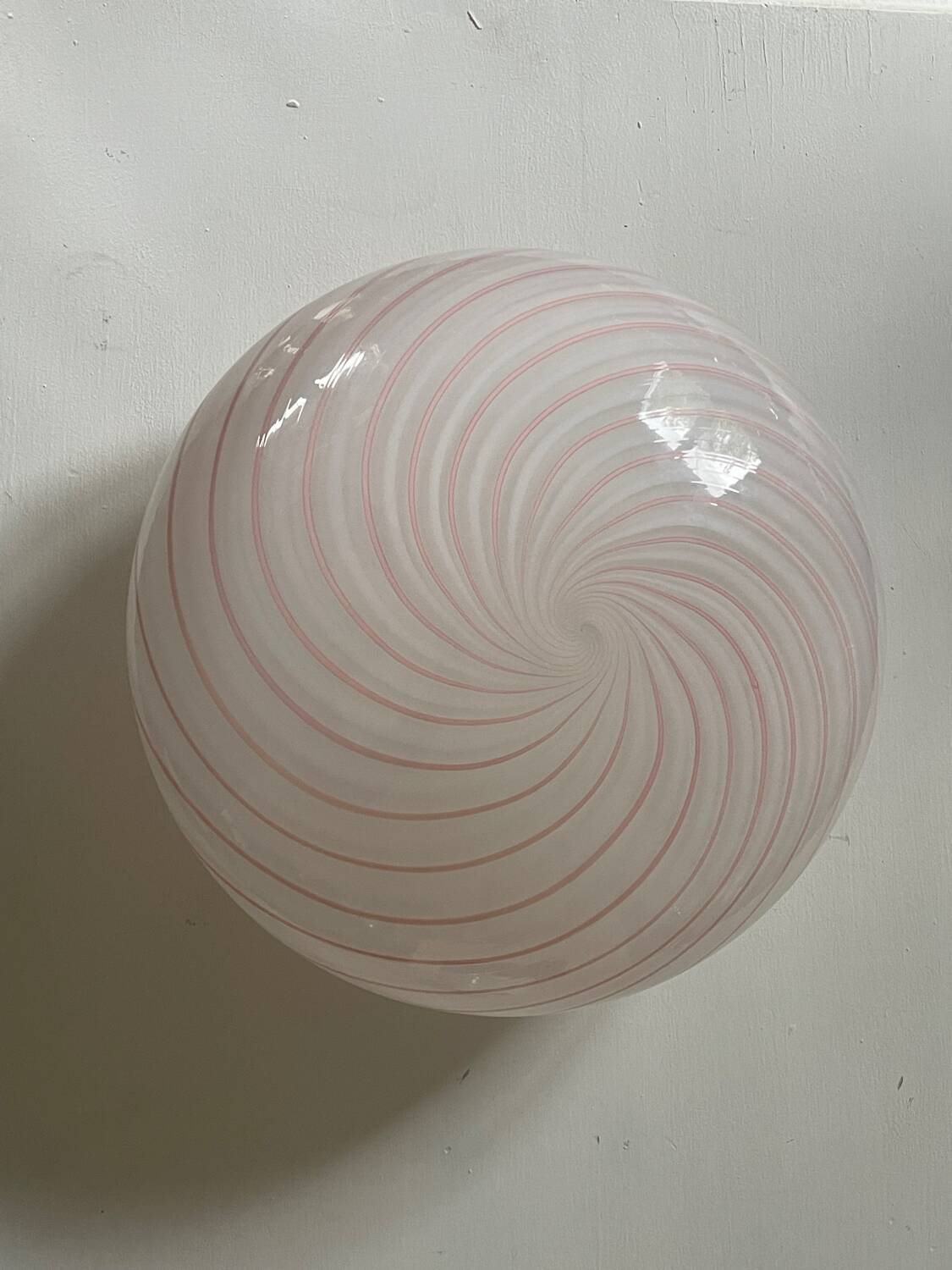 Murano Pink Swirl Glass Ceiling Light by Venini