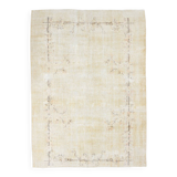 7x9 Shades Of Tan Beige Vintage Rug, 203x281Cm