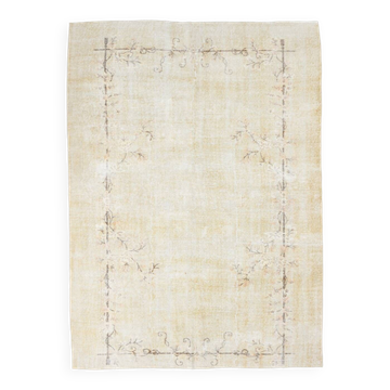 7x9 Shades Of Tan Beige Vintage Rug, 203x281Cm