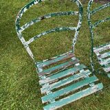 4 metal and wood garden chairs 1930