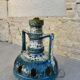 Blue ceramic floor lamp, Fat Lava, double lighting, 70s