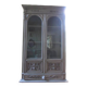 Antique carved buffet display cabinet with gray patina