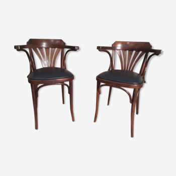 Pair of armchairs type bistro skai blue
