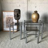 Glass and metal pull out tables