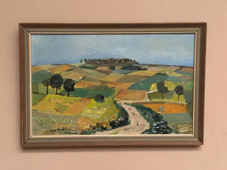 Swedish Oil on Panel “Landscape” by Tage Gavik, Signed, Vintage & Framed