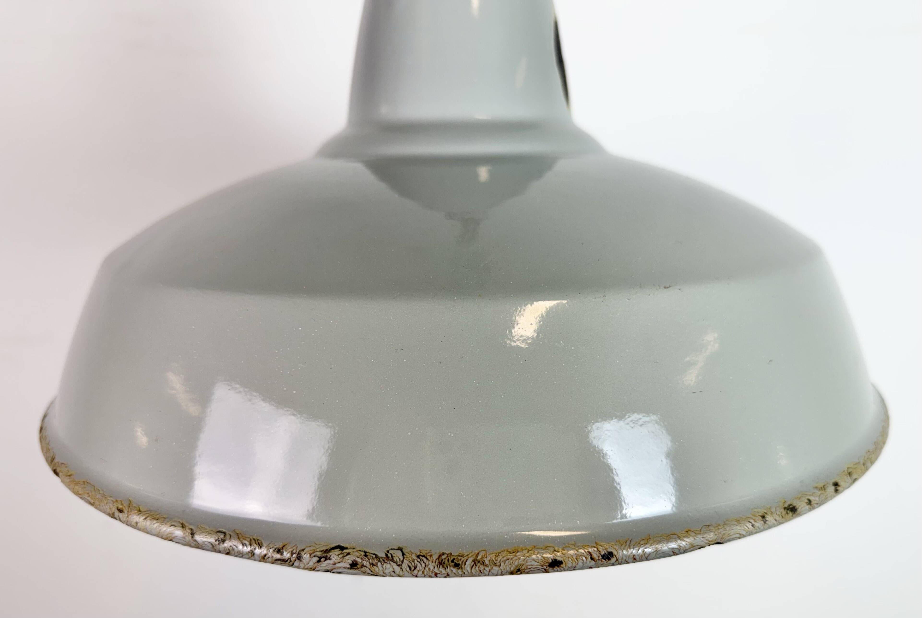 Industrial Grey Enamel Factory Pendant Lamp from Thorlux, 1960s