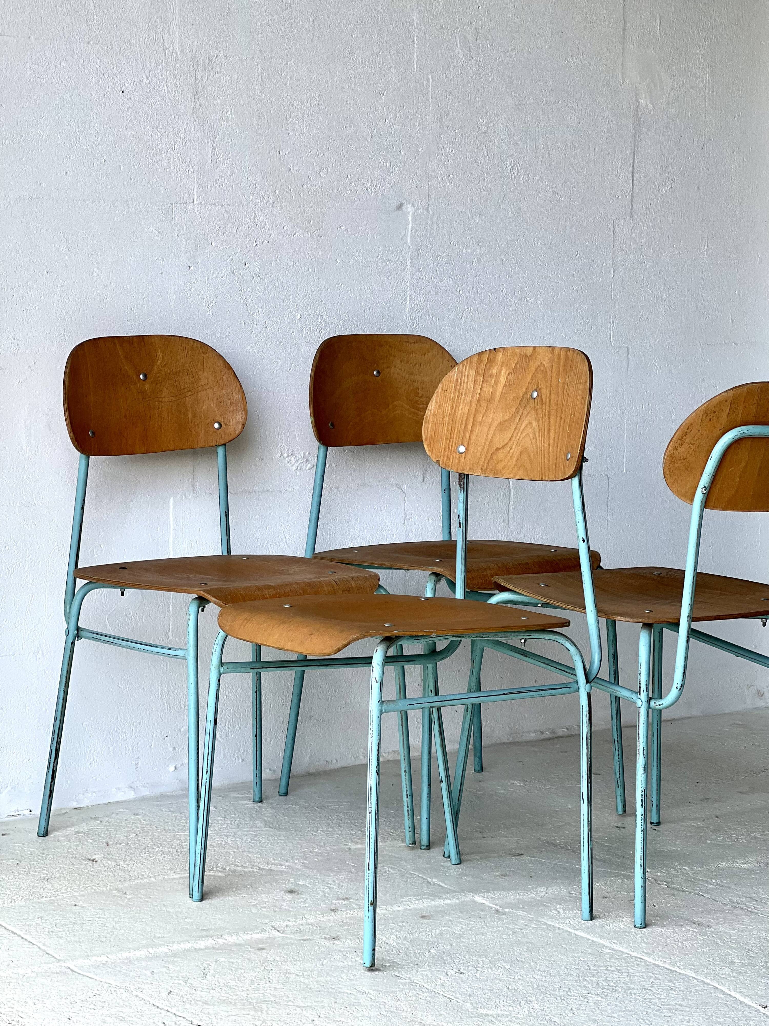 Industrial School Chairs, set of 4