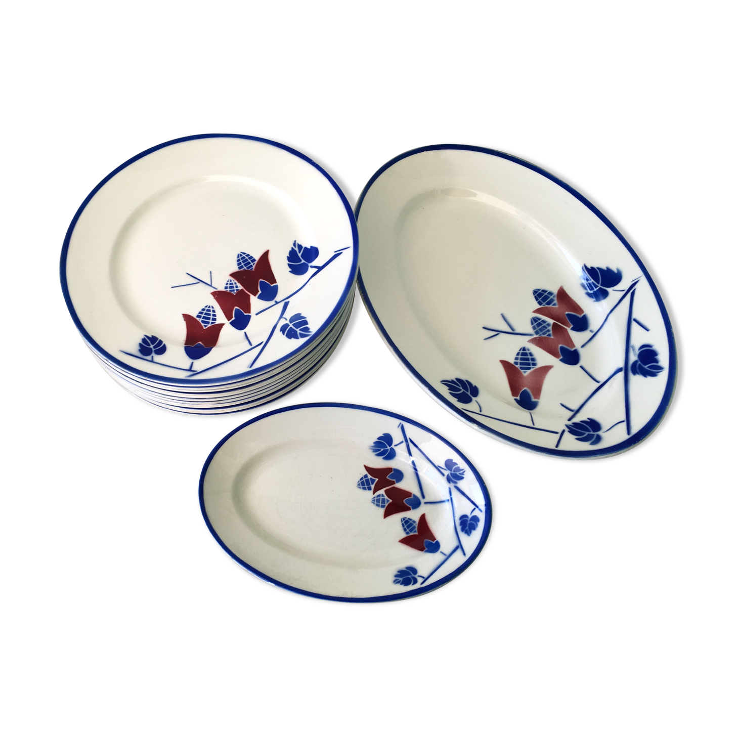 Set of 15 plates art nouveau kg lunéville