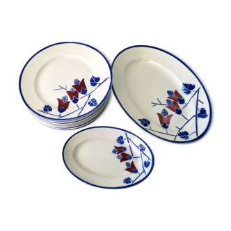 Set of 15 plates art nouveau kg lunéville