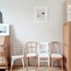 Set of 4 vintage wood and white chairs