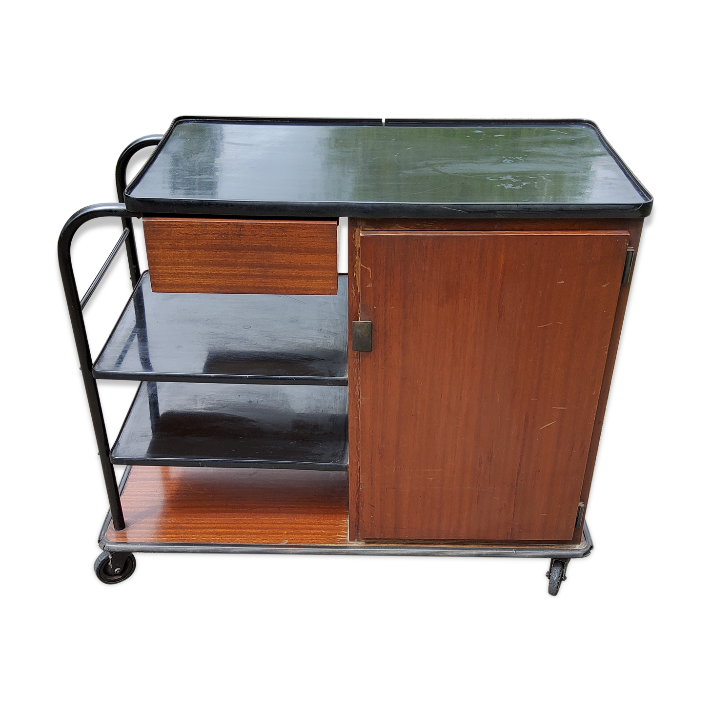 1960s roller service in mahogany and formica fournier paris