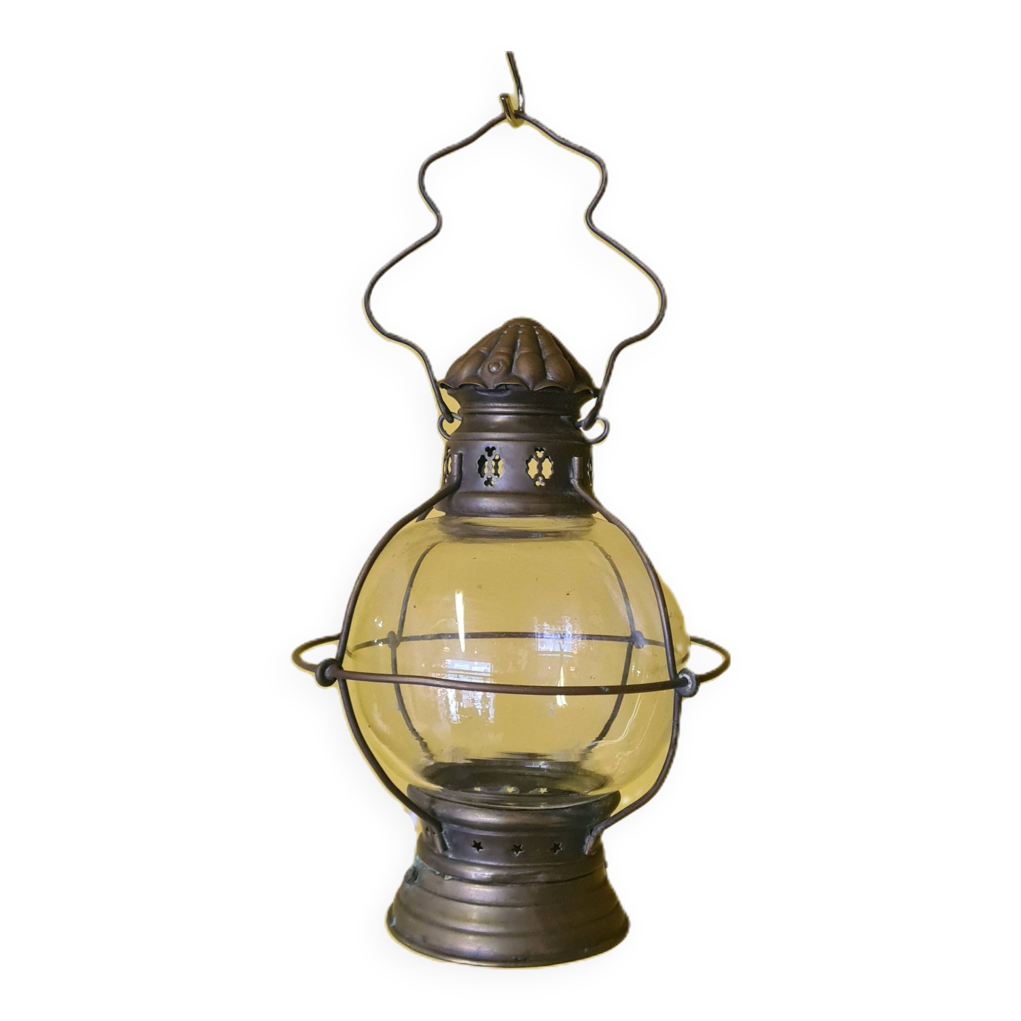 Lanterne de bateau en cuivre pour bougie, vers 1900