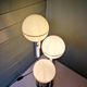 Space lamp in chrome metal and opaline globe, 1970.