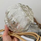 Set of two vintage globe players in chiseled glass