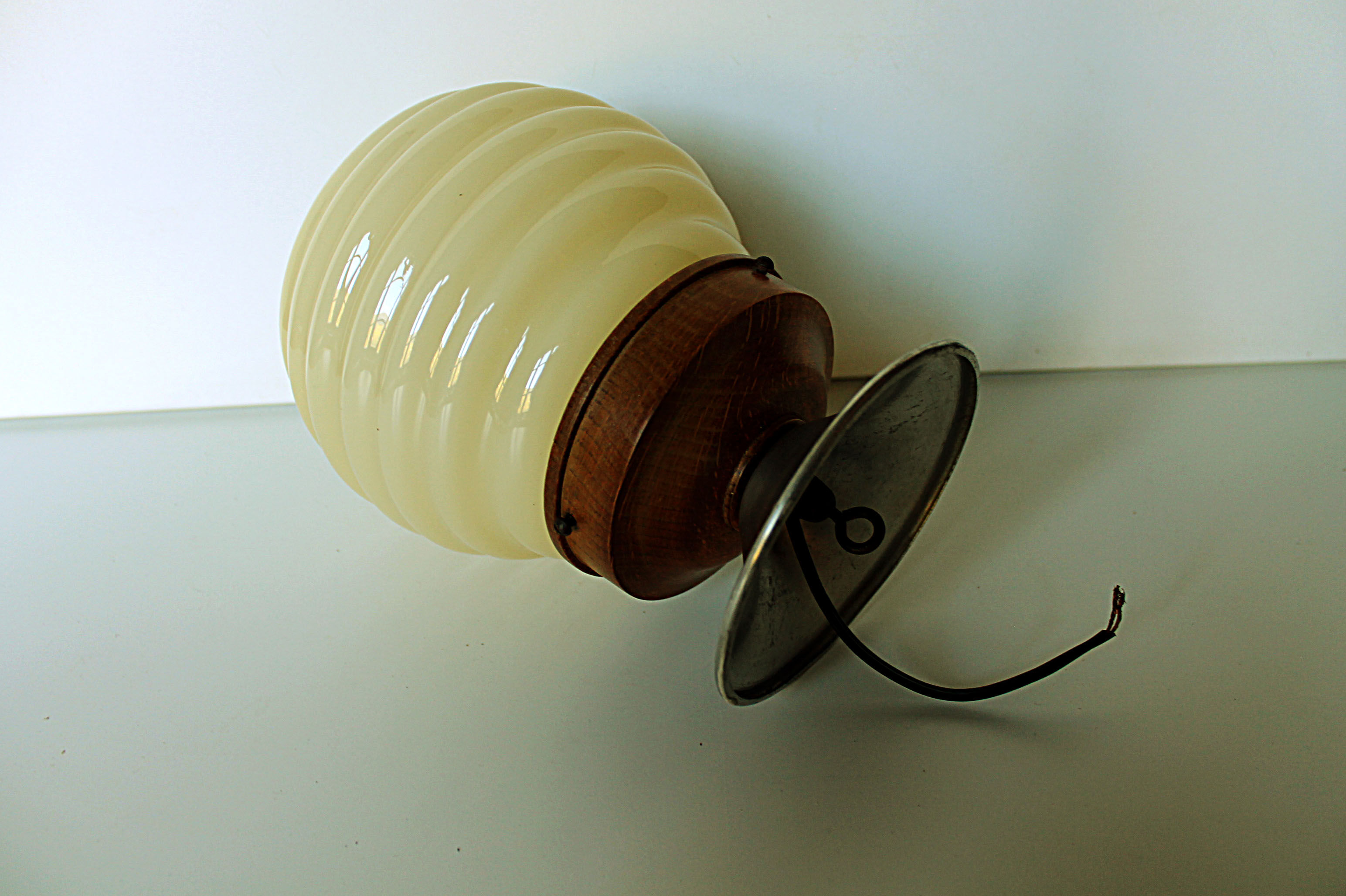 Pale yellow opaline ceiling lamp