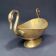 Oval beaten brass dish with swan handles