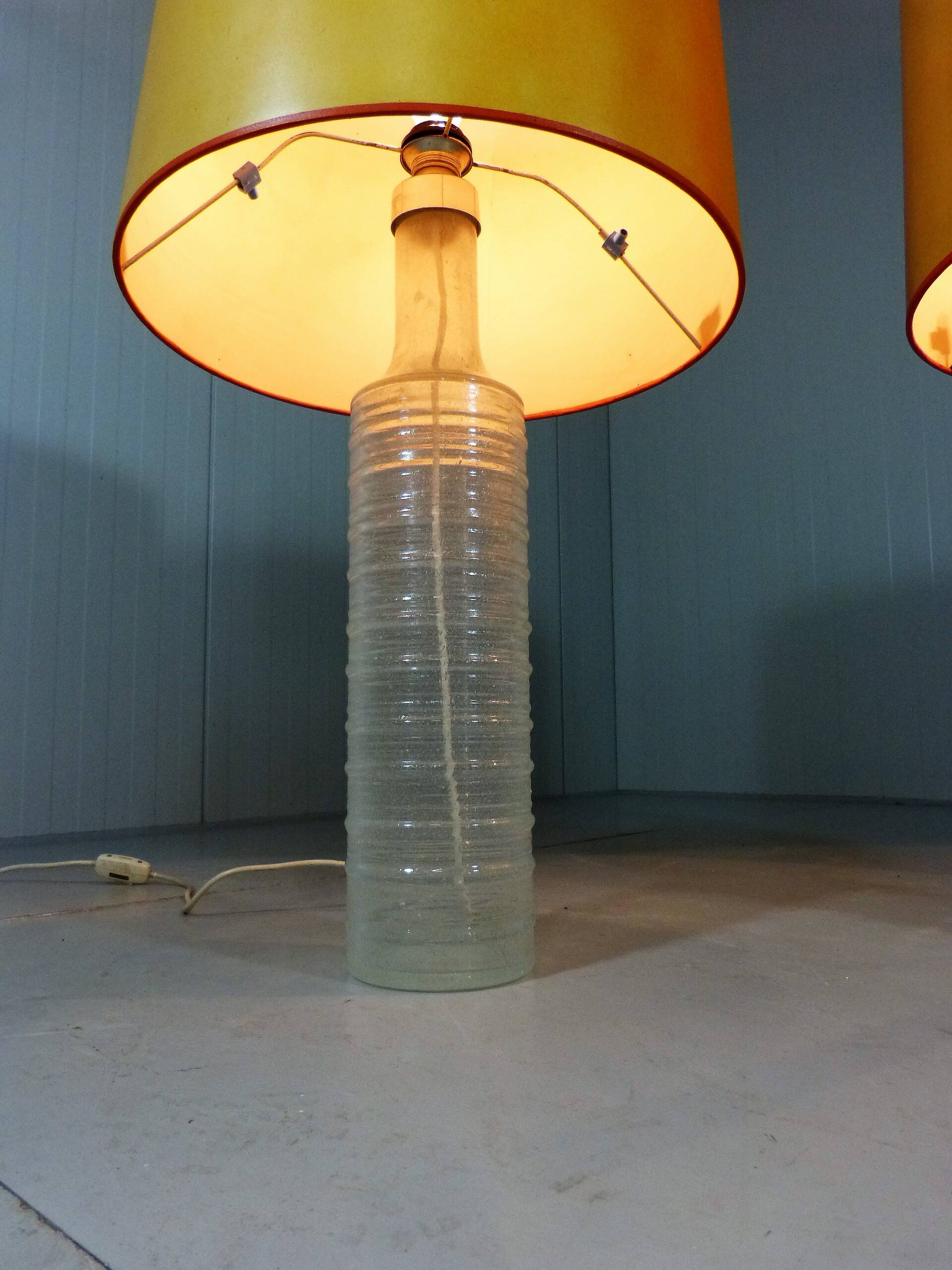 Set of 2 large glass table lamps 1960’s