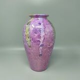 1960s Astonishing Giuseppe Locci Polycrome Craquelé Vase in Sardinian Ceramic. Made in Italy
