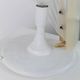 Large vintage Murano glass table lamp – leaf-shaped glass – white, gold metal base – Italy 1980s