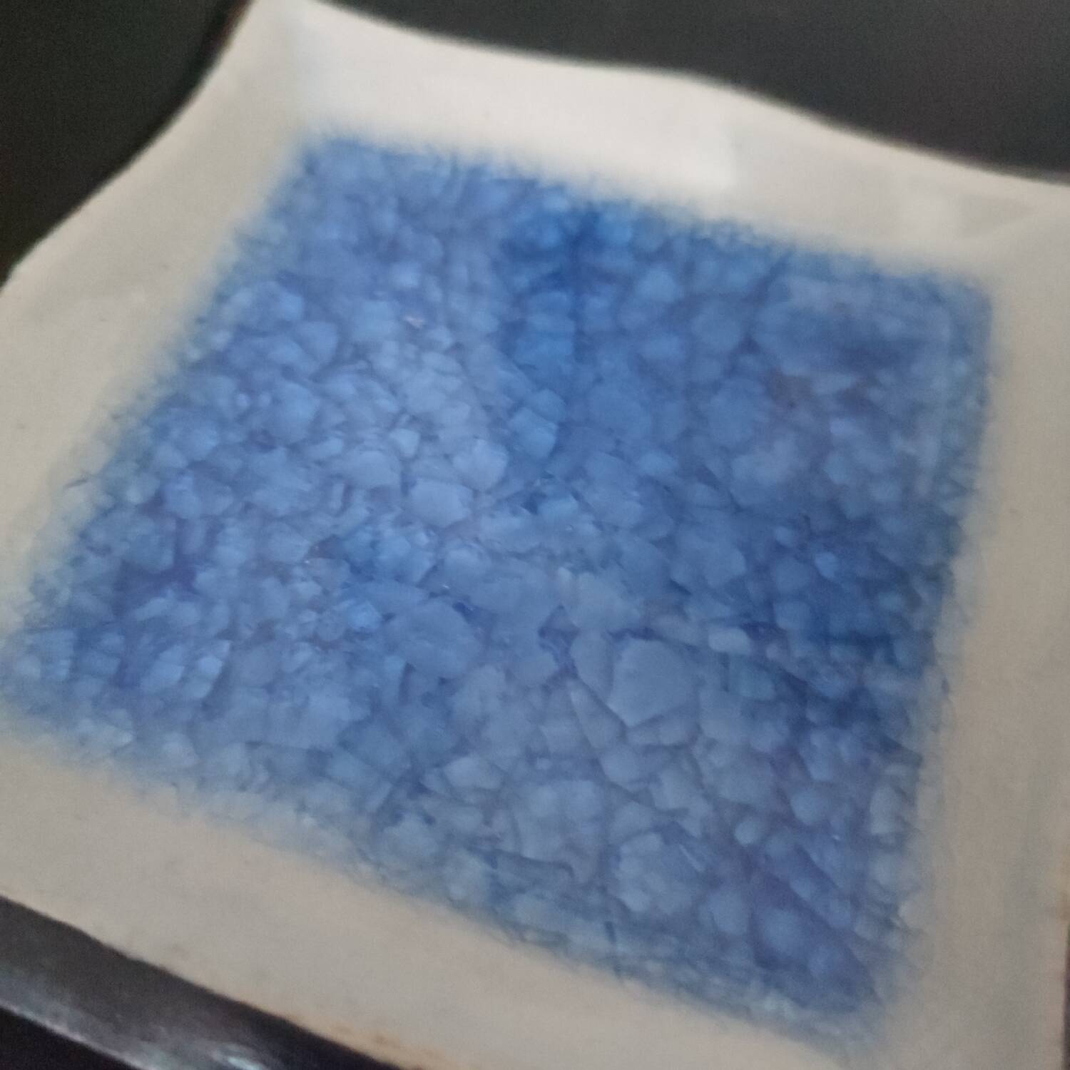 Handmade cracked blue ceramic ashtray