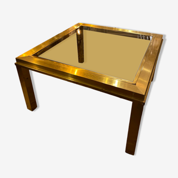 Gold square coffee table and smoked glass