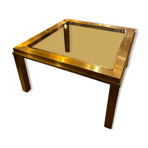 table basse carrée dorée - verre