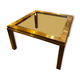 Gold square coffee table and smoked glass