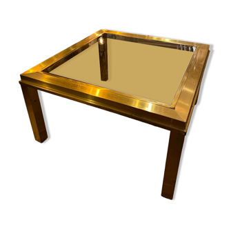 Gold square coffee table and smoked glass