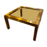 Gold square coffee table and smoked glass