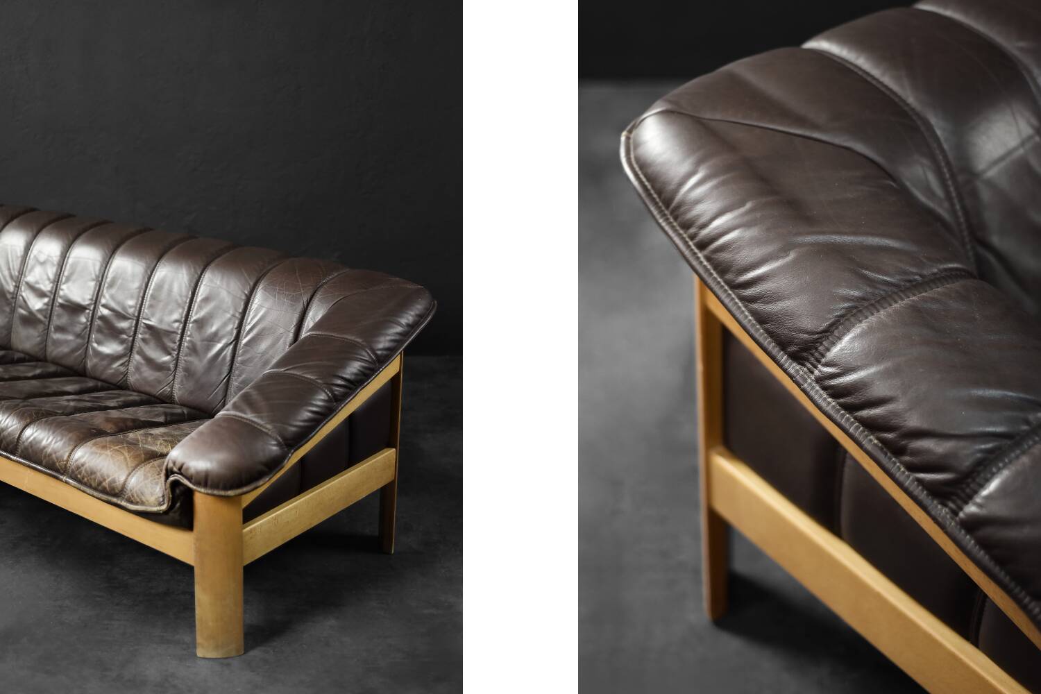 Vintage Mid-Century Modern Danish Brown Leather 3-Seater Sofa, 1970s