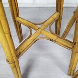 Vintage rattan bar and stools