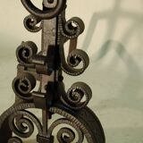 Paire chenets Art Déco en fer forgé