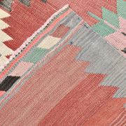 5x8 Red & Pink Handmade Geometric Kilim Area Rug, 160x238Cm