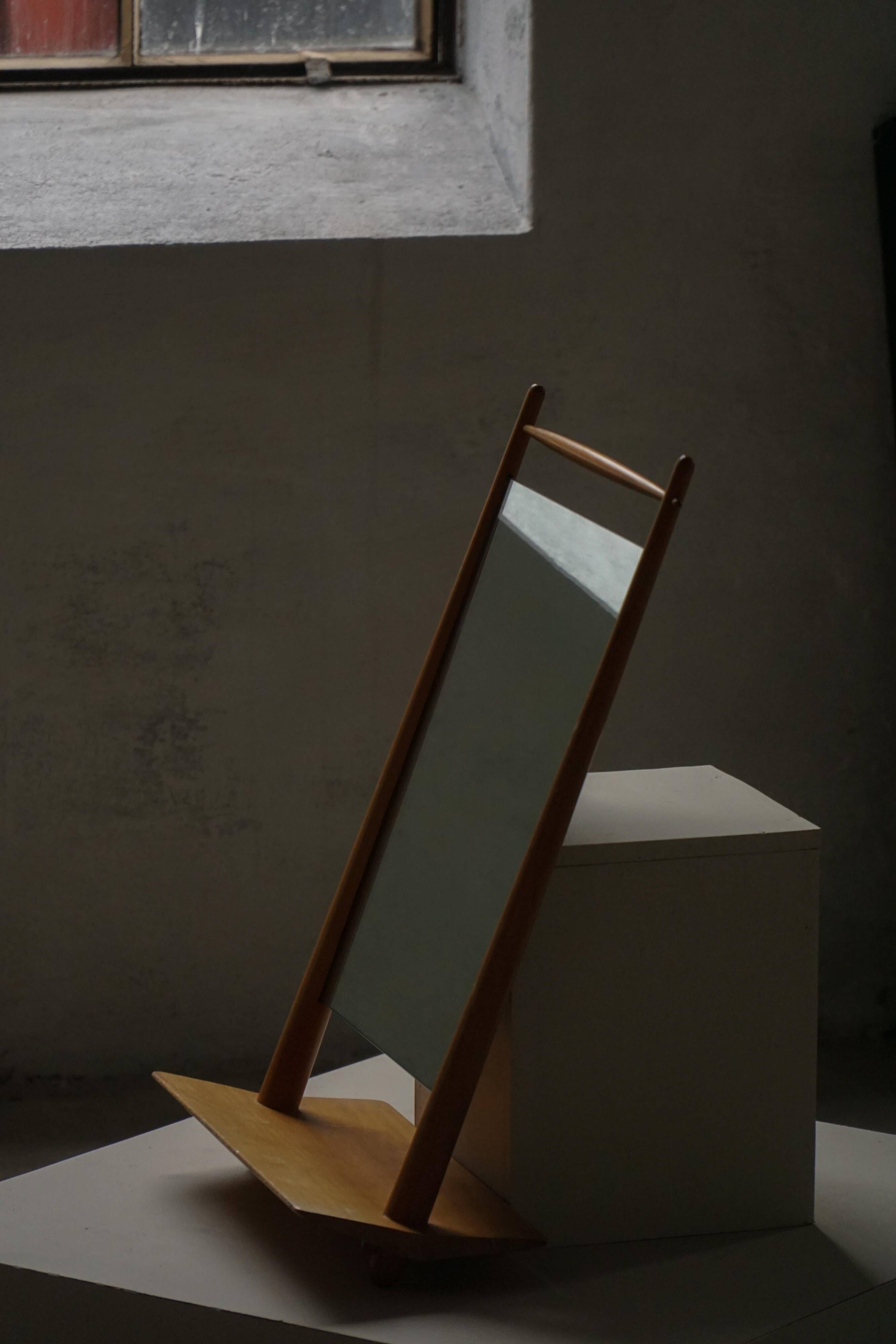 Mid-century Scandinavian floor mirror in wood, 1950–1960