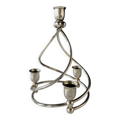 Chandelier métal argenté 4 bras
