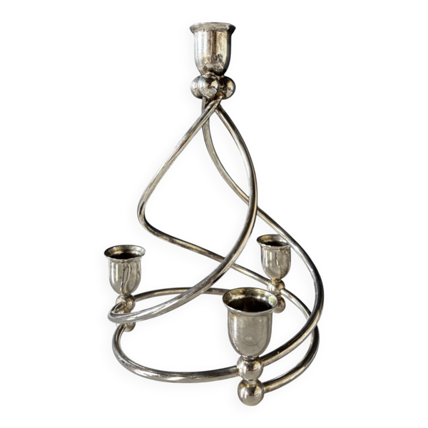 Chandelier métal argenté 4 bras