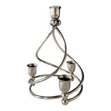 Chandelier métal argenté 4 bras