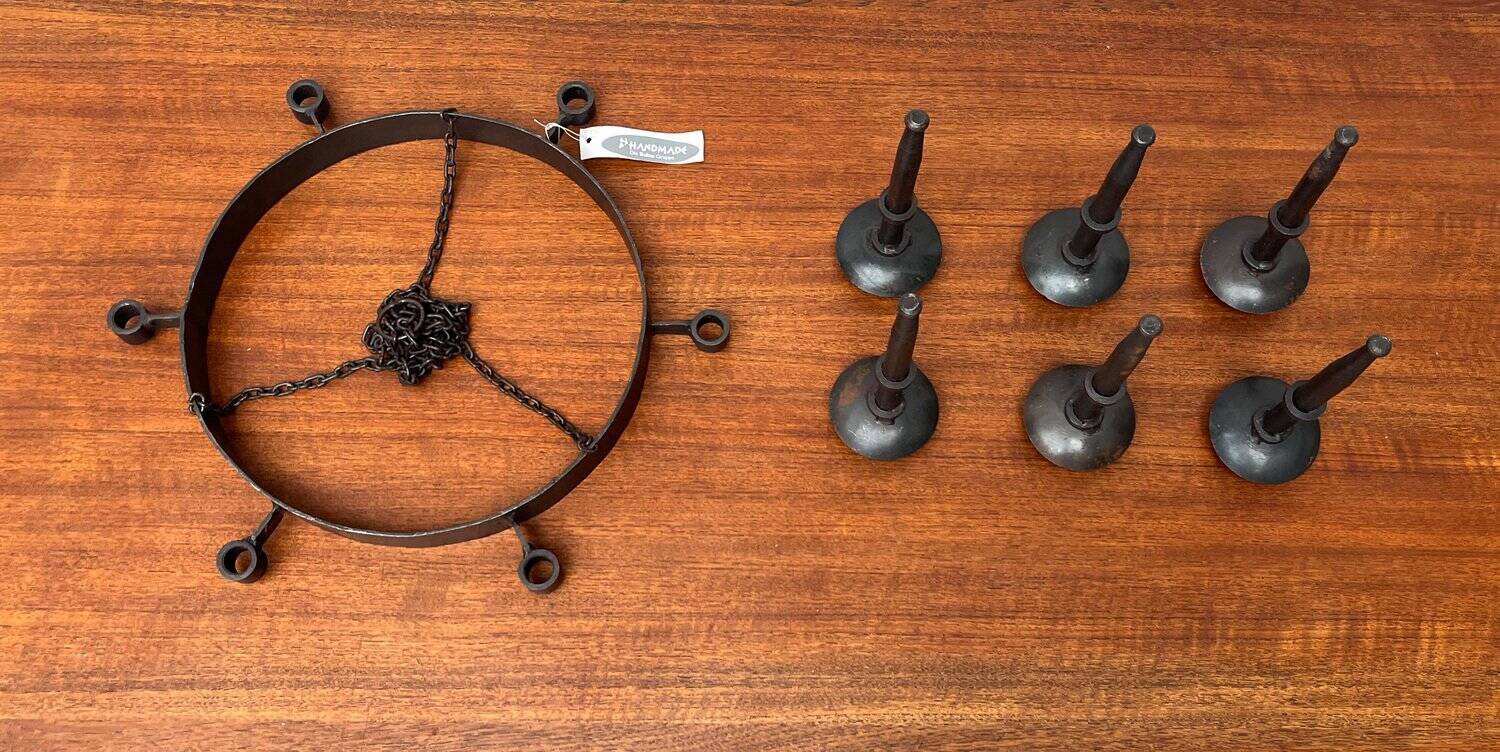 Vintage brutalist wrought iron candle holder by Boltze, 1970s.