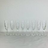 8 Chantilly model champagne flutes by Saint Louis, crystal