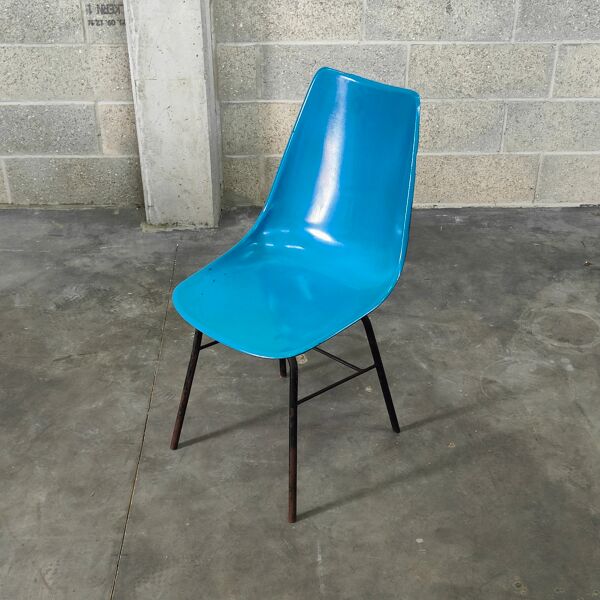 Chaise bleu en fibre  par Miroslav Navratil pour Vertex 1960
