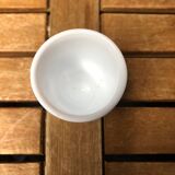 Set of 4 white opaline glass egg cups blue flower decor france vintage #a519