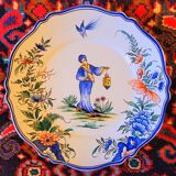 Vintage earthenware plate Asia China decor