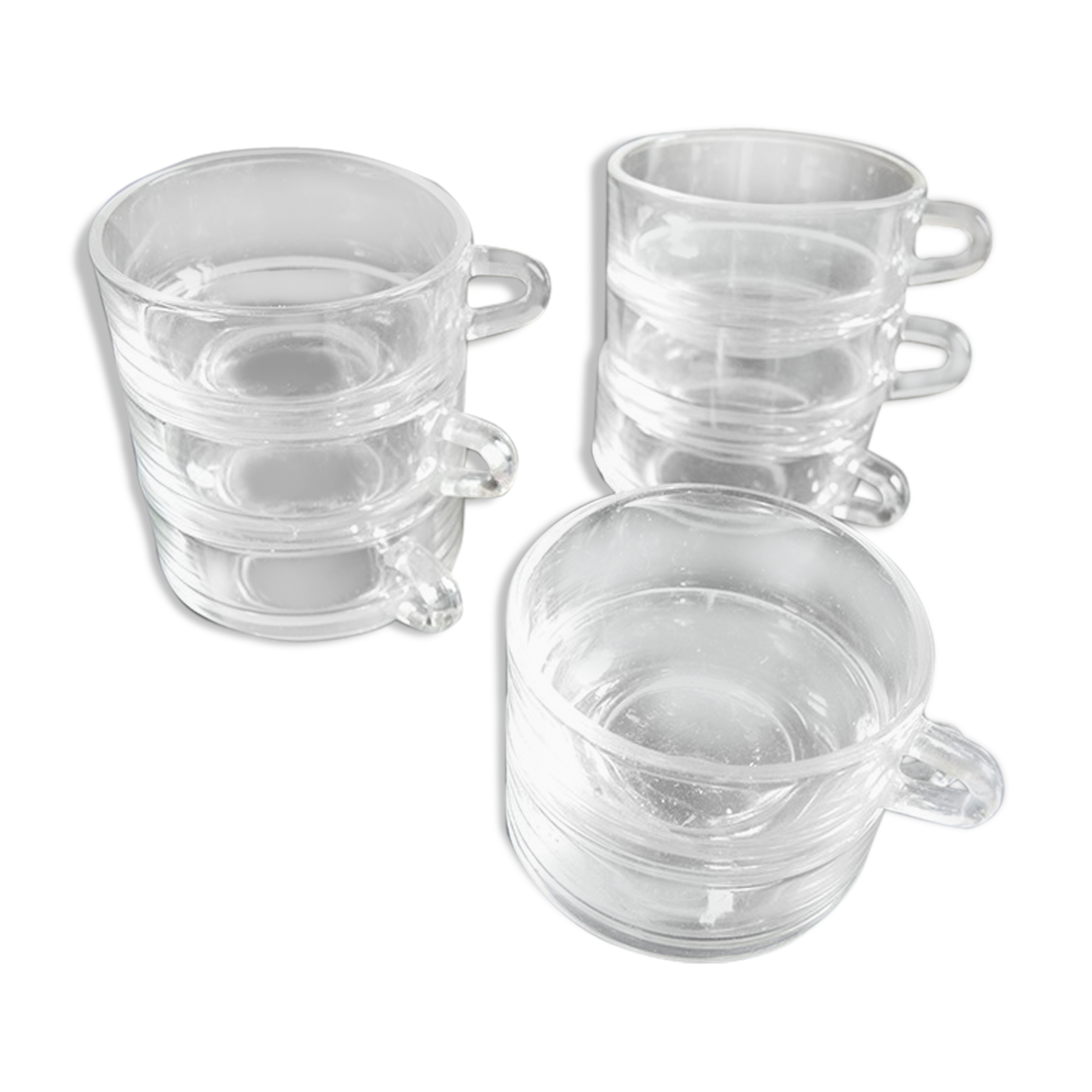 8 old duralex stackable coffee cups