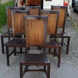 6 chairs peacock and wood