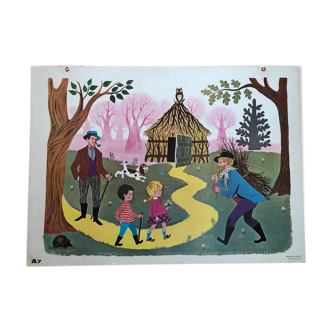 Affiche scolaire vintage Nathan 1968 « La Forêt »